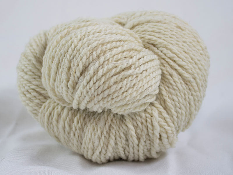 Gothfarm Yarn's Tallow, a 100% California Red Sheep yarn in winter white.