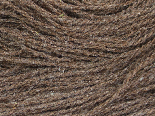 A close-up view of Oxide, a yarn produced by Gothfarm Yarn from a custom blend of alpaca fleece and Jacob sheep wool.